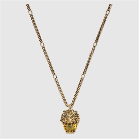 gucci lion necklace with crystal|Gucci inspired choker necklace.